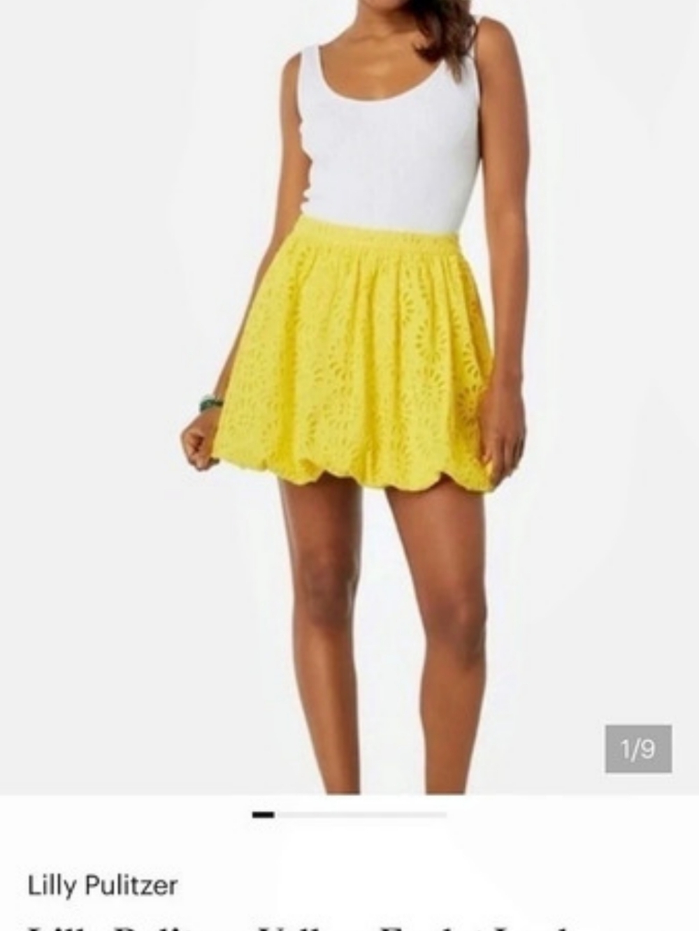 Lilly Pulitzer Leah Eyelet Skirt Mini Skirt Yellow Size 4